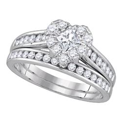 Diamond Bridal Wedding Engagement Ring Band Set 1.00 Cttw 14kt White Gold