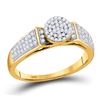 Image 1 : Diamond Cradled Cluster Bridal Ring 1/4 Cttw 10kt Yellow Gold