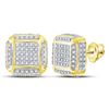 Image 1 : Mens Diamond Square Cluster Stud Earrings 1/2 Cttw 10kt Yellow Gold