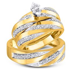 His & Hers Marquise Diamond Solitaire Matching Bridal Wedding Ring Band Set 3/4 Cttw 10kt Yellow Gol