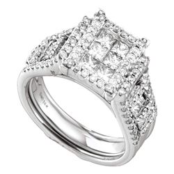 Diamond Bridal Wedding Engagement Ring Band Set 2.00 Cttw 14kt White Gold