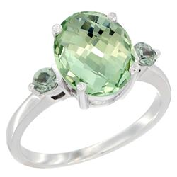 2.64 CTW Amethyst & Green Sapphire Ring 10K White Gold - REF-24M5K