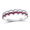 Image 1 : Round Ruby Scalloped Stackable Band Ring 1/4 Cttw 10kt White Gold