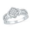 Image 1 : Diamond Square Cluster Ring 1/4 Cttw 10kt White Gold
