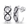 Image 1 : Round Black Color Enhanced Diamond Hoop Earrings 1/2 Cttw 10kt White Gold