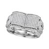 Image 1 : Mens Diamond Symmetrical Concave Rectangle Cluster Ring 3/4 Cttw 10kt White Gold