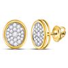 Image 1 : Diamond Oval Cluster Earrings 3/4 Cttw 14kt Yellow Gold