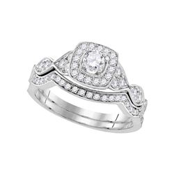 Diamond Bridal Wedding Engagement Ring Band Set 3/4 Cttw 14kt White Gold