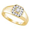 Image 1 : Mens Diamond Cluster Ring 1/2 Cttw 14kt Yellow Gold