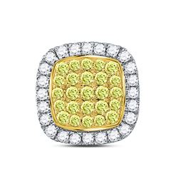 Round Yellow Diamond Square Cluster Pendant 1-1/4 Cttw 14kt Yellow Gold