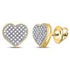 Image 1 : Diamond Heart Cluster Screwback Earrings 1/5 Cttw 10kt Yellow Gold