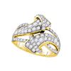 Image 1 : Round Pave-set Diamond Bypass Strand Band 1-1/2 Cttw 14kt Yellow Gold