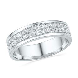 Diamond 2-row Band Ring 1/5 Cttw 10kt White Gold