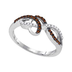 Round Brown Diamond Crossover Woven Band 1/5 Cttw 10kt White Gold