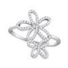 Image 1 : Diamond Flower Star Cluster Ring 1/5 Cttw 10kt White Gold
