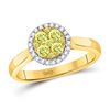 Image 1 : Round Canary Yellow Diamond Circle Cluster Ring 1/2 Cttw 14kt Yellow Gold
