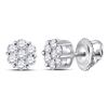 Image 1 : Diamond Flower Cluster Earrings 1/4 Cttw 14kt White Gold
