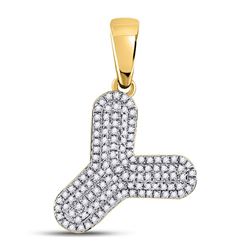 Mens Diamond Letter Y Bubble Charm Pendant 3/8 Cttw 10kt Yellow Gold