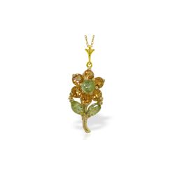 Genuine 1.06 ctw Peridot & Citrine Necklace 14KT Yellow Gold - REF-25A3K