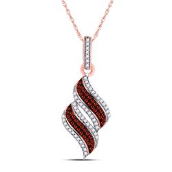 Round Red Color Enhanced Diamond Cascading Fashion Pendant 1/3 Cttw 10kt Rose Gold