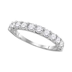 Round Pave-set Diamond Wedding Band Ring 1.00 Cttw 14kt White Gold