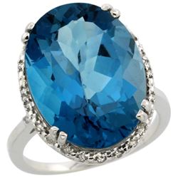 13.71 CTW London Blue Topaz & Diamond Ring 10K White Gold - REF-54R3H