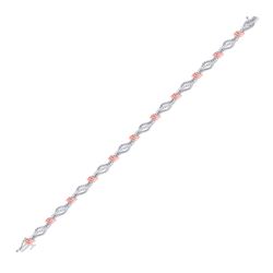 Diamond Rose-tone Rope Bracelet 1/2 Cttw 10kt White Gold