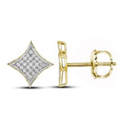 Diamond Square Kite Cluster Stud Earrings 1/6 Cttw 10kt Yellow Gold