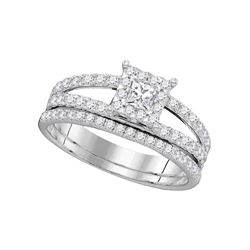 Diamond Bridal Wedding Engagement Ring Band Set 1.00 Cttw 14kt White Gold