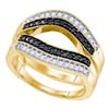 Image 1 : Round Black Color Enhanced Diamond Ring Guard Wrap Solitaire Enhancer 1/2 Cttw 10kt Yellow Gold