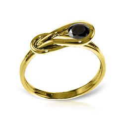 Genuine 0.50 ctw Black Diamond Ring 14KT Yellow Gold - REF-77H2X