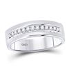 Image 1 : Mens Machine Set Diamond Wedding Band Ring 1/5 Cttw 14kt White Gold