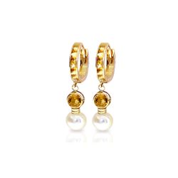 Genuine 6.15 ctw Citrine & Pearl Earrings 14KT Yellow Gold - REF-47H6X