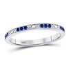 Image 1 : Round Blue Sapphire Flourished Stackable Band Ring 1/6 Cttw 10kt White Gold