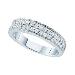 Diamond Double Row Milgrain Band Ring 1/2 Cttw 14kt White Gold