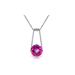 Genuine 1.45 ctw Pink Topaz Necklace 14KT White Gold - REF-23M9T