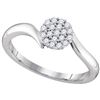 Image 1 : Diamond Cluster Slender Simple Ring 1/6 Cttw 10kt White Gold