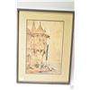 Image 1 : Framed original watercolour, pen and ink painting titled "Braubach on the Rhine" by artist J. White,