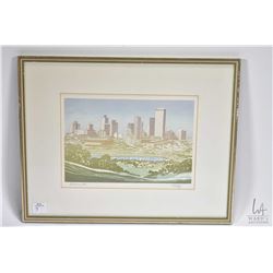 Framed cityscape titled Edmonton and pencil signed by artist Weber '72