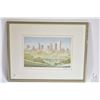 Image 1 : Framed cityscape titled Edmonton and pencil signed by artist Weber '72