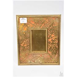Antique gilt bronze and slag glass Tiffany Studios New York 948 picture frame with grape and leaf de