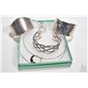 Image 1 : Selection of sterling silver jewellery including three cuff bracelets and two choker style necklaces