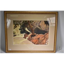 Gilt framed watercolour painting titled "Hospital Rock, Sequioa National Park" and pencil signed by 