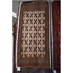 100% handmade scatter rug in tones of taupe, cream, brown etc. 23  X 51 