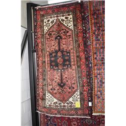 100% handmade Iranian Zanjan carpet with center medallion, overall geometric pattern with stylized f