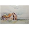 Image 2 : Unframed original watercolour painting of a rural barn scene initialled by artist and labelled on ve