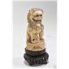 Image 1 : Antique ivory foo dog 6" in height including carved rosewood plinth