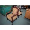 Image 1 : Set of his and hers wood framed arm chairs with damask style upholstery
