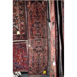 100% handmade Iranian Hamden carpet runner with triple medallions, overall geometric pattern, subtle