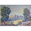 Image 2 : Framed oil on board dapple painting of a foothills valley signed by artist Sam Bering, and marked on